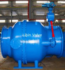 AWWA DN1400 विनियमन गियर बॉक्स पिस्टन संचालित वाल्व तापमान 120°C अधिकतम प्रवाह नियंत्रण / कटऑफ के लिए